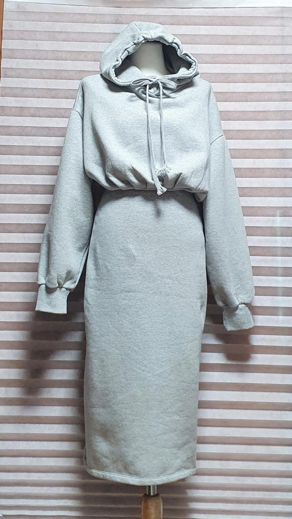 기모후드 라인 ㅇㅣ쁜 롱 원피스 ( 그레이, 블랙 )