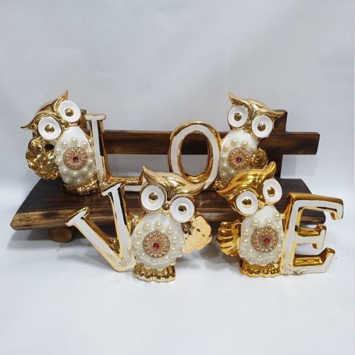 L.O.V.E 진주부엉이 세트 4p (도자기)