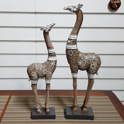 갈색 기린부부세트 2p (마블자개)