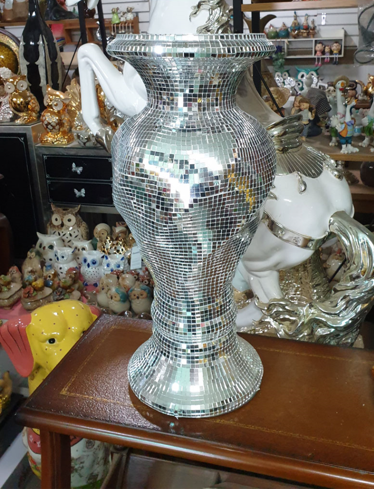 화려한 실버화병,화분  (대형도자기)