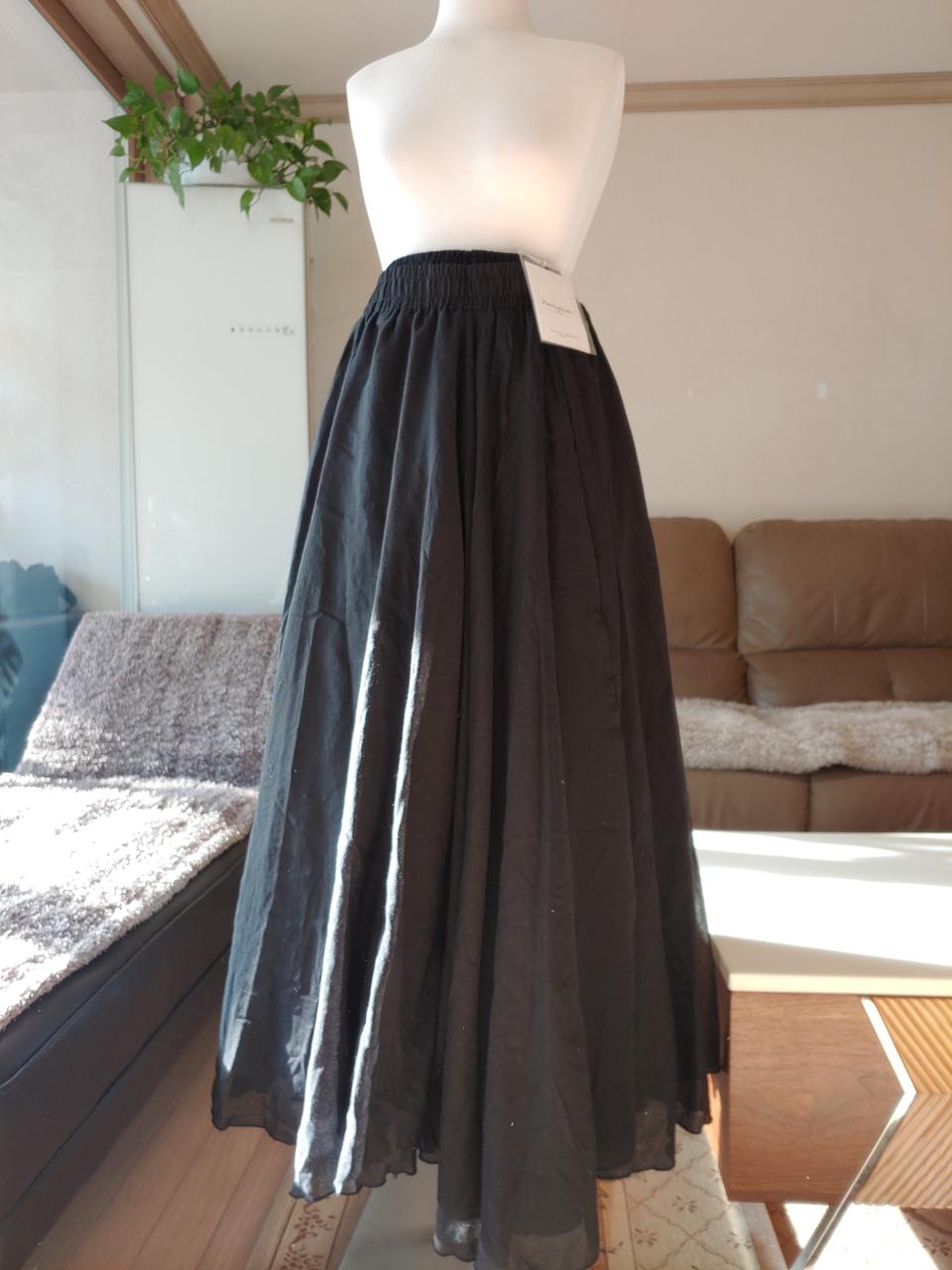 블랙.소라 롱 밴드 스커트