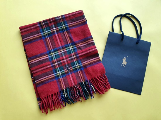 폴로 랄프 로렌 타탄체크 램스울 목도리 정품