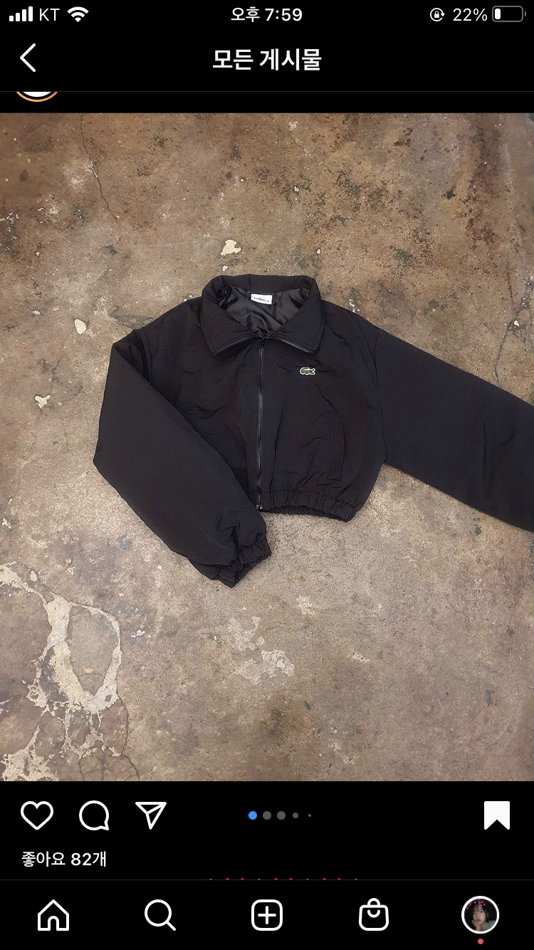 라코스테 크롭 패딩