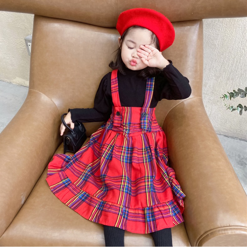 여아 크리스마스룩 원피스 체크