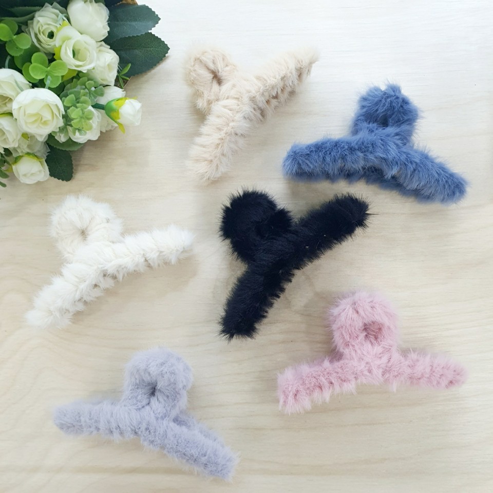 밍크털 집게핀 올림머리핀