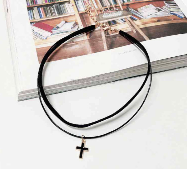 십자가 두줄 초커 목걸이