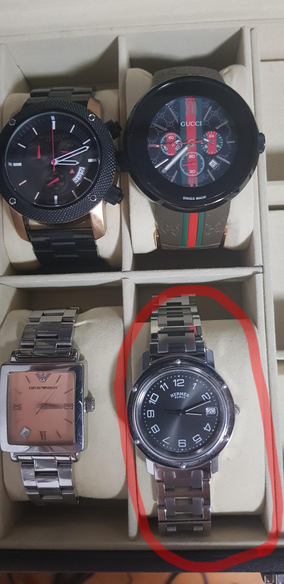 (희귀컬러 정품)에르메스시계+고급와인세트(보너스)