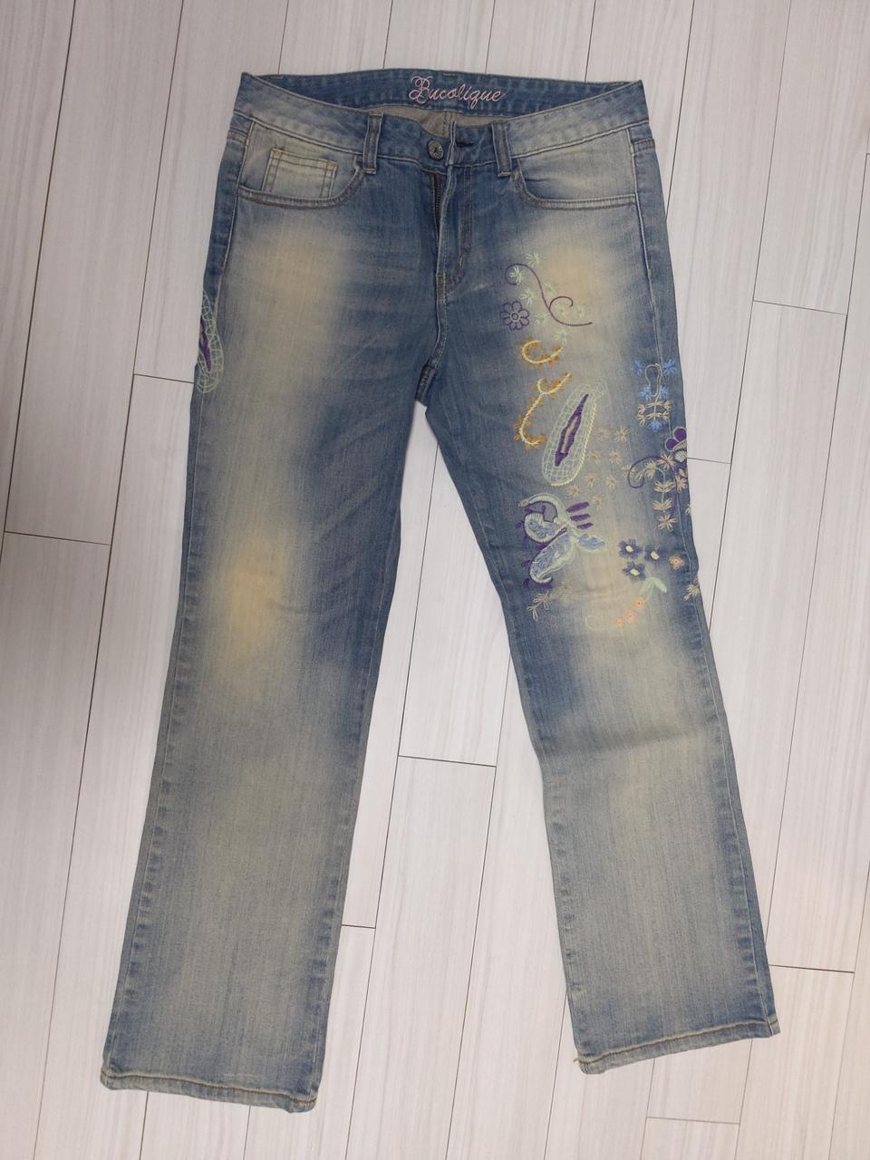 비꼴리끄 자수 청바지