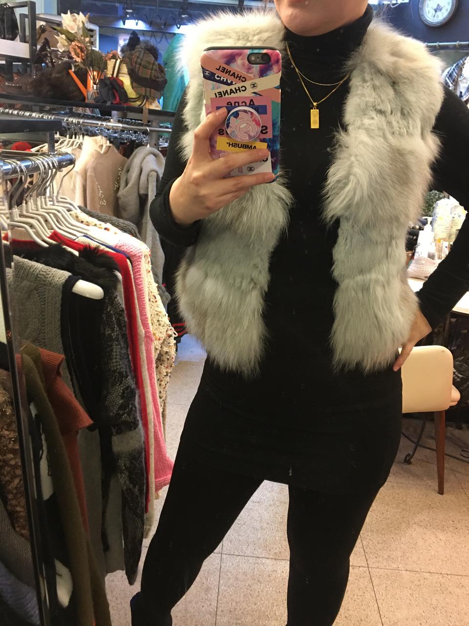 폭스 토끼털 퍼조끼