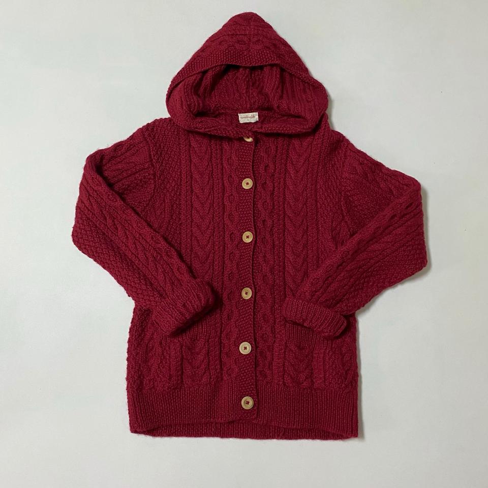 레드 빈티지 감성니트가디건 후드가디건