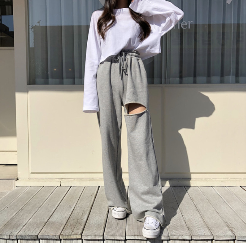 와이드 컷팅 팬츠(택포)