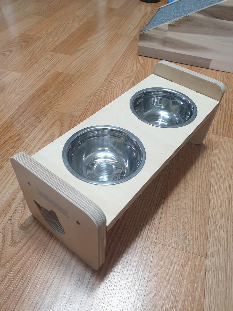 원목 애완동물 밥그릇 2구