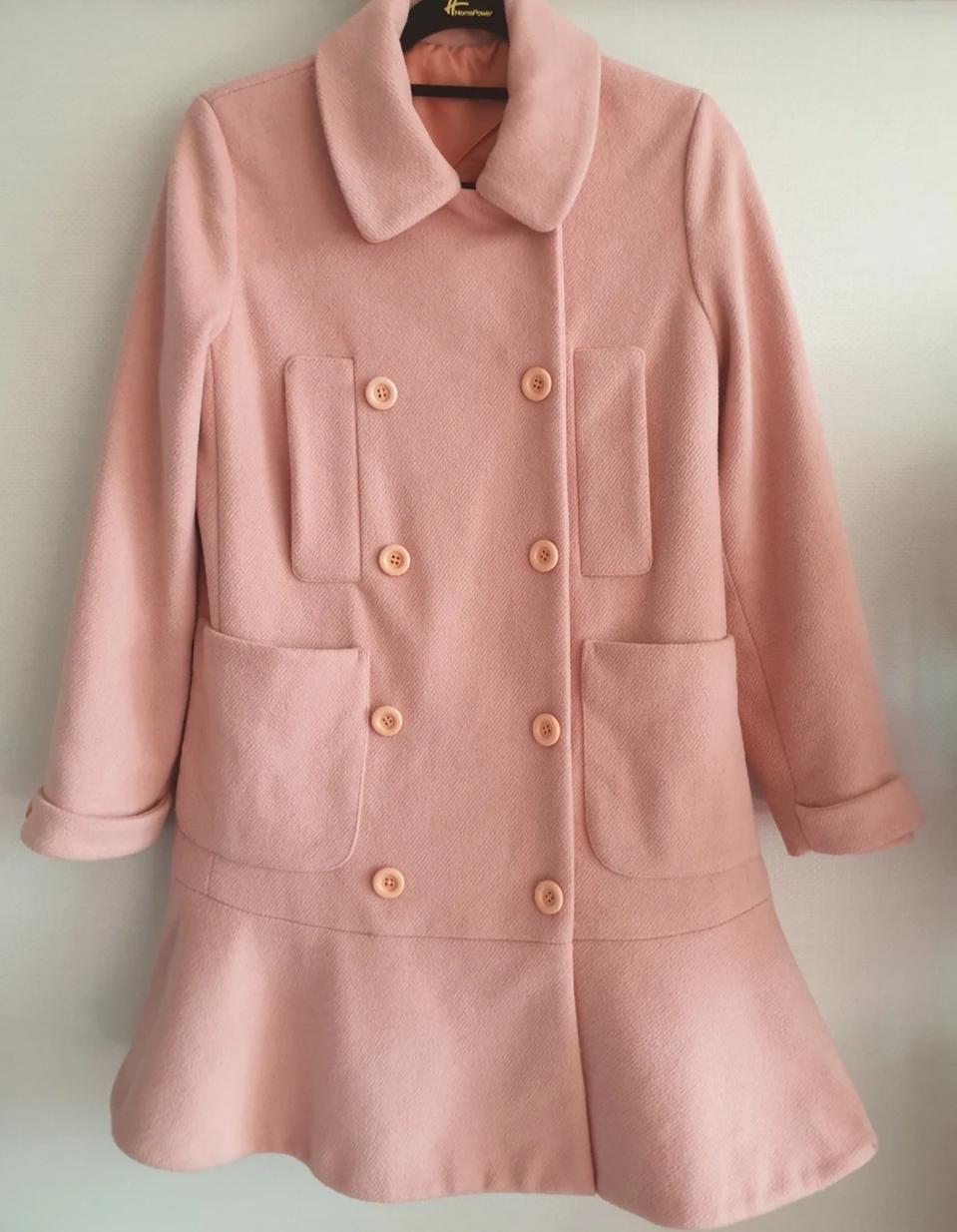 (밀크코코아)A라인 밑단프릴코트-코랄색(55)