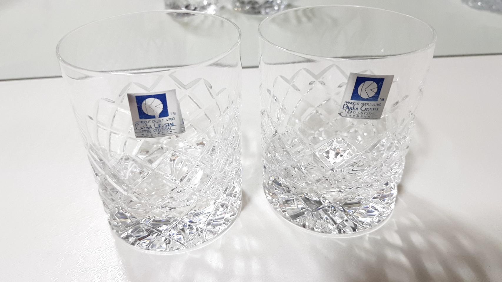 파카 크리스탈 언더락 잔+받침대 세트