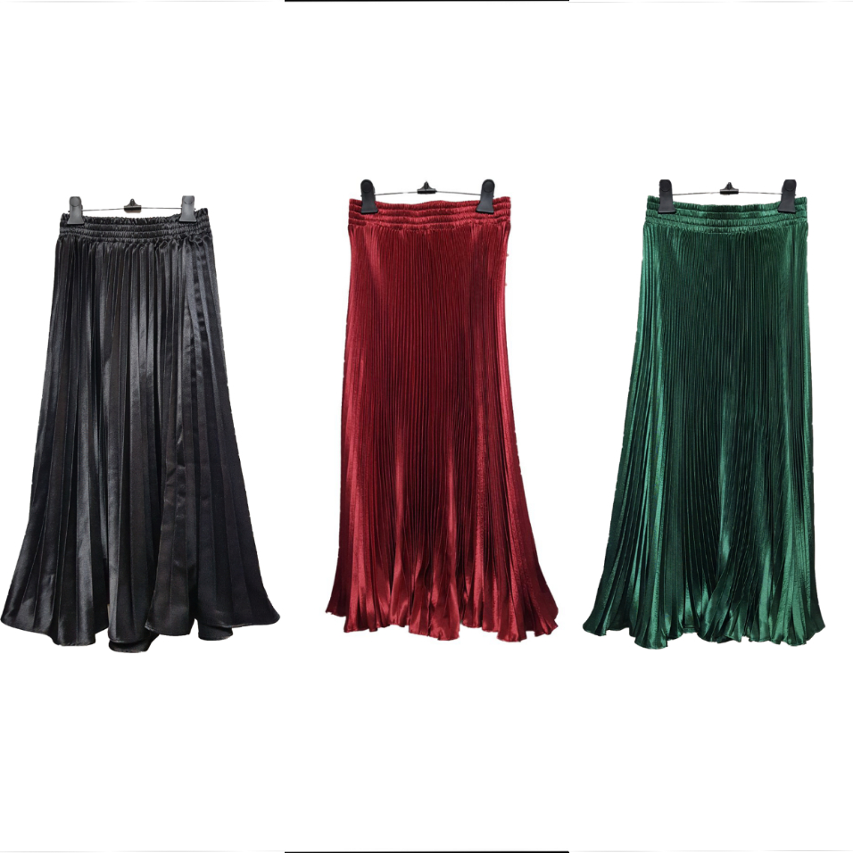 플리츠새틴스커트3종하나가격/밴딩스커트/롱스커트