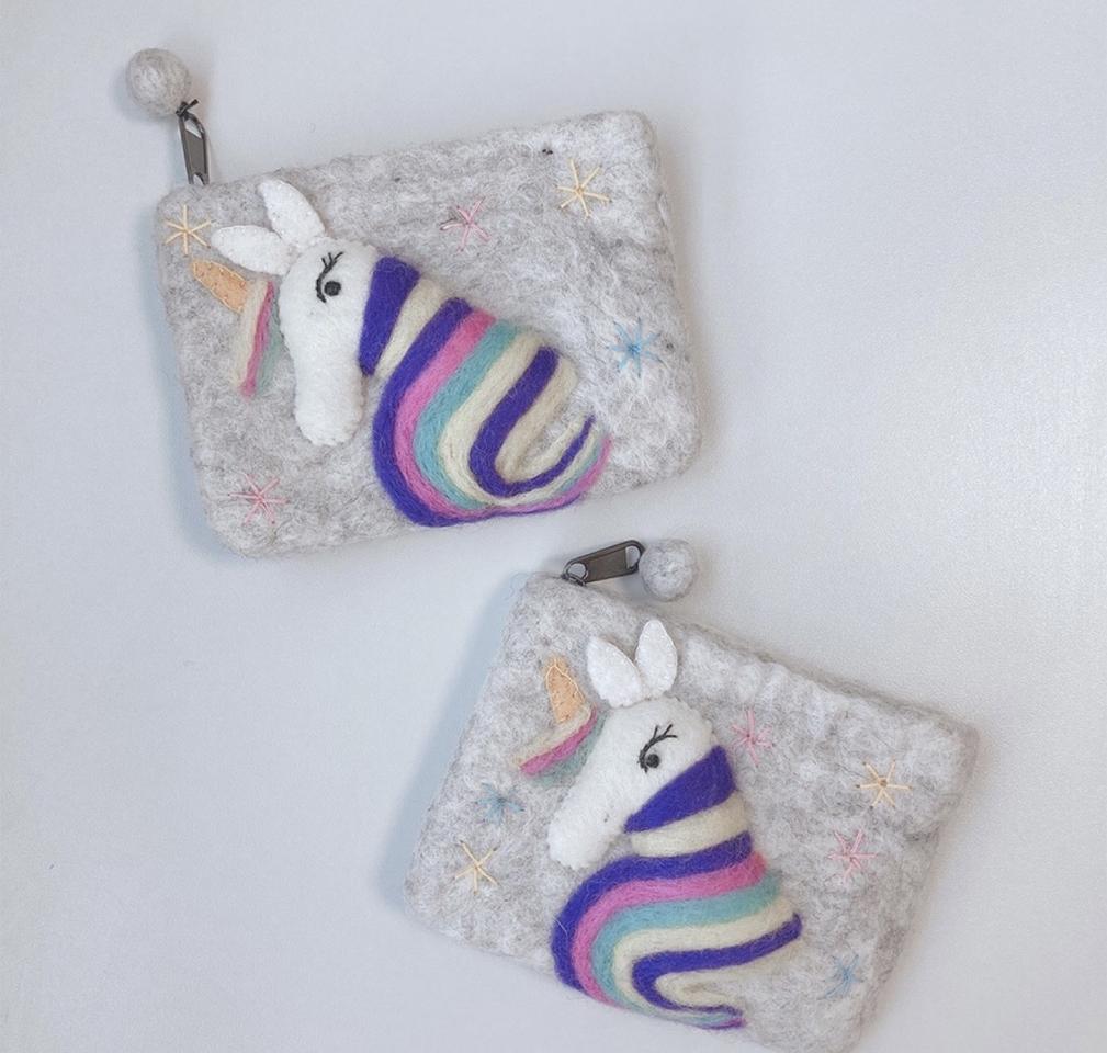 [새상품] 핸드메이드 양모펠트 유니콘 파우치
