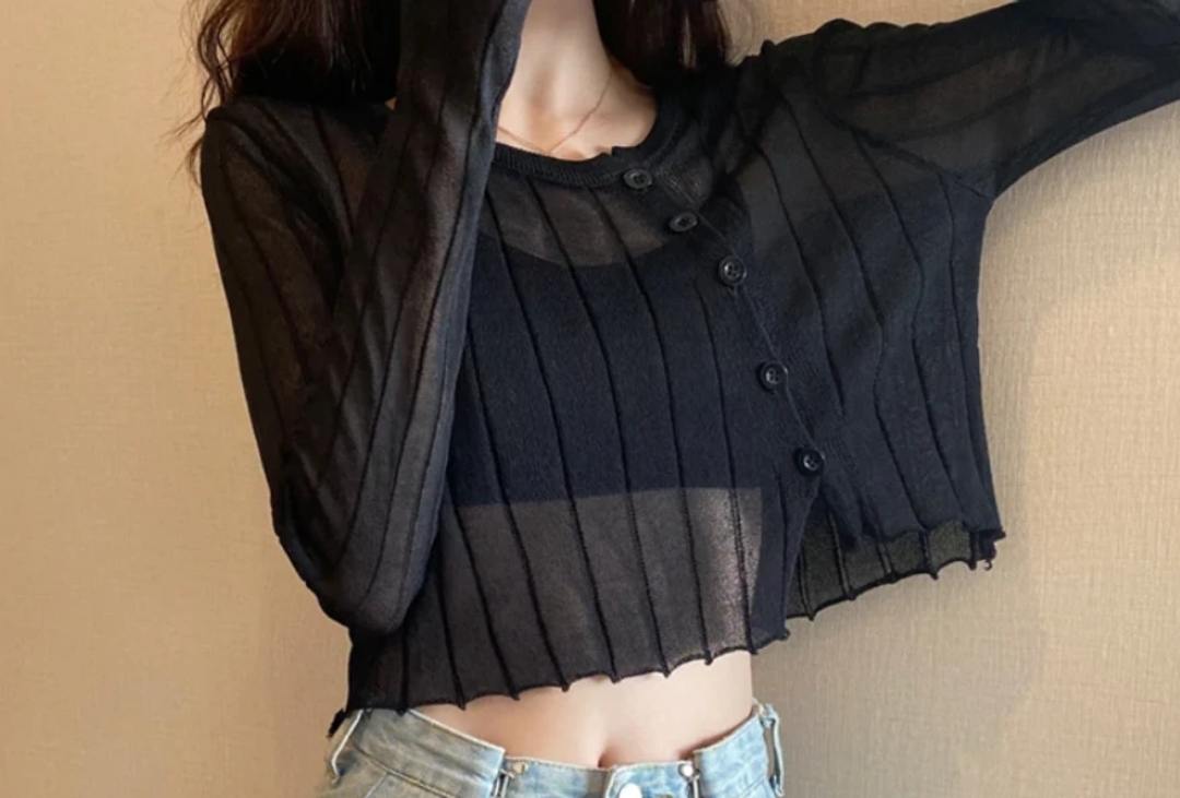 언발 얇은 가디건 블랙 새상품