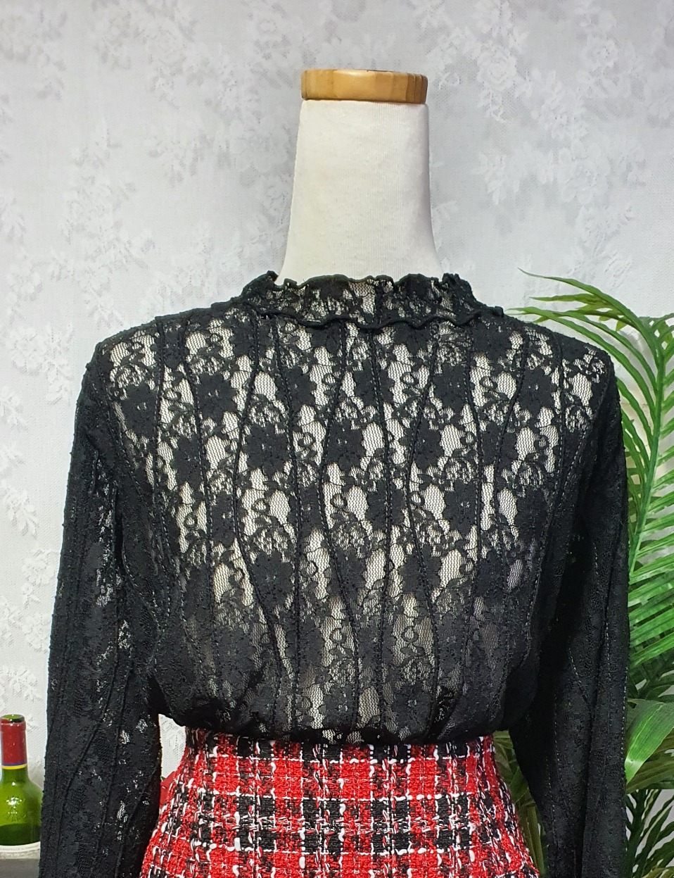 레이스 블라우스 블랙(프리)