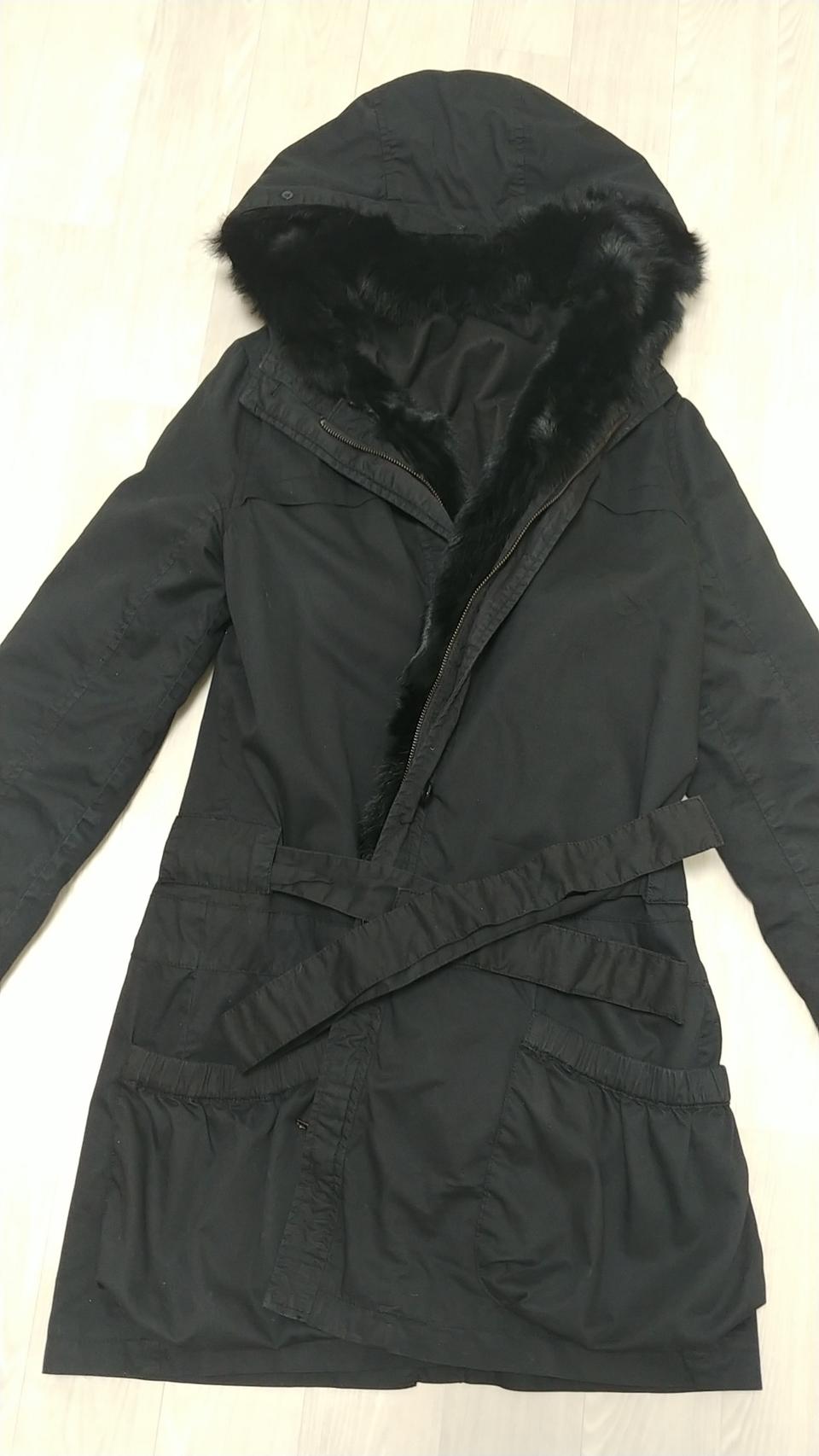 여성 퍼 후드 코트