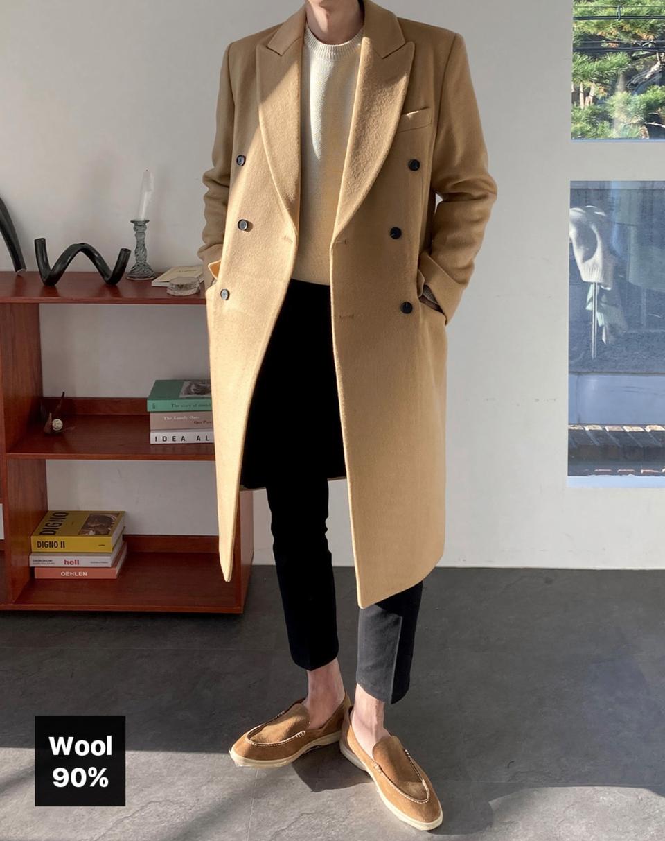 [하이디모드 자체제작] 소프트 울 버튼 롱 코트(블랙)