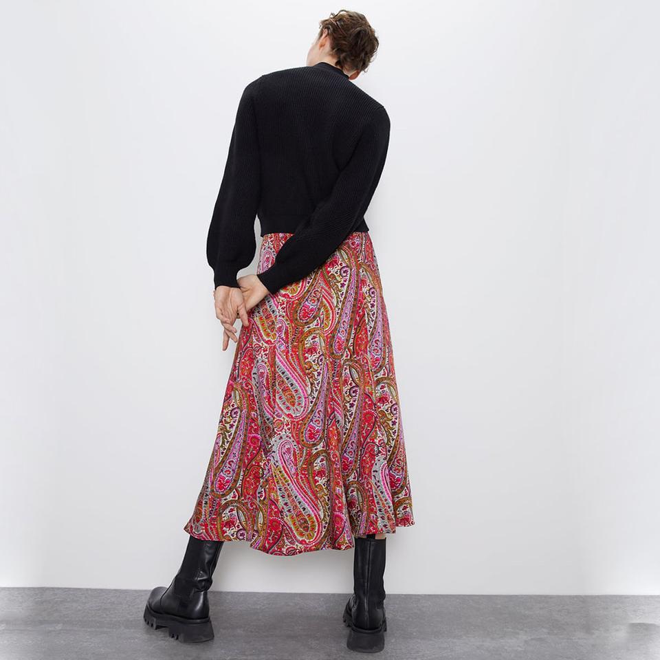 자라 프린팅 롱 스커트