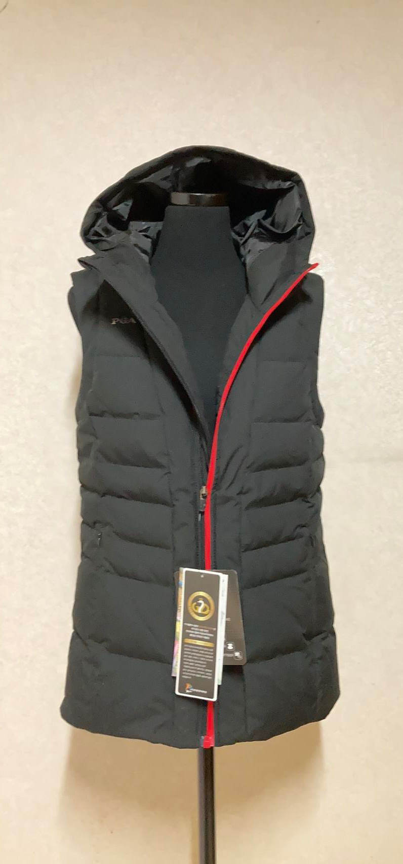 새제품 정품 지퍼2개) PGA 여성 후드 다운 오리털 조끼 패딩 90