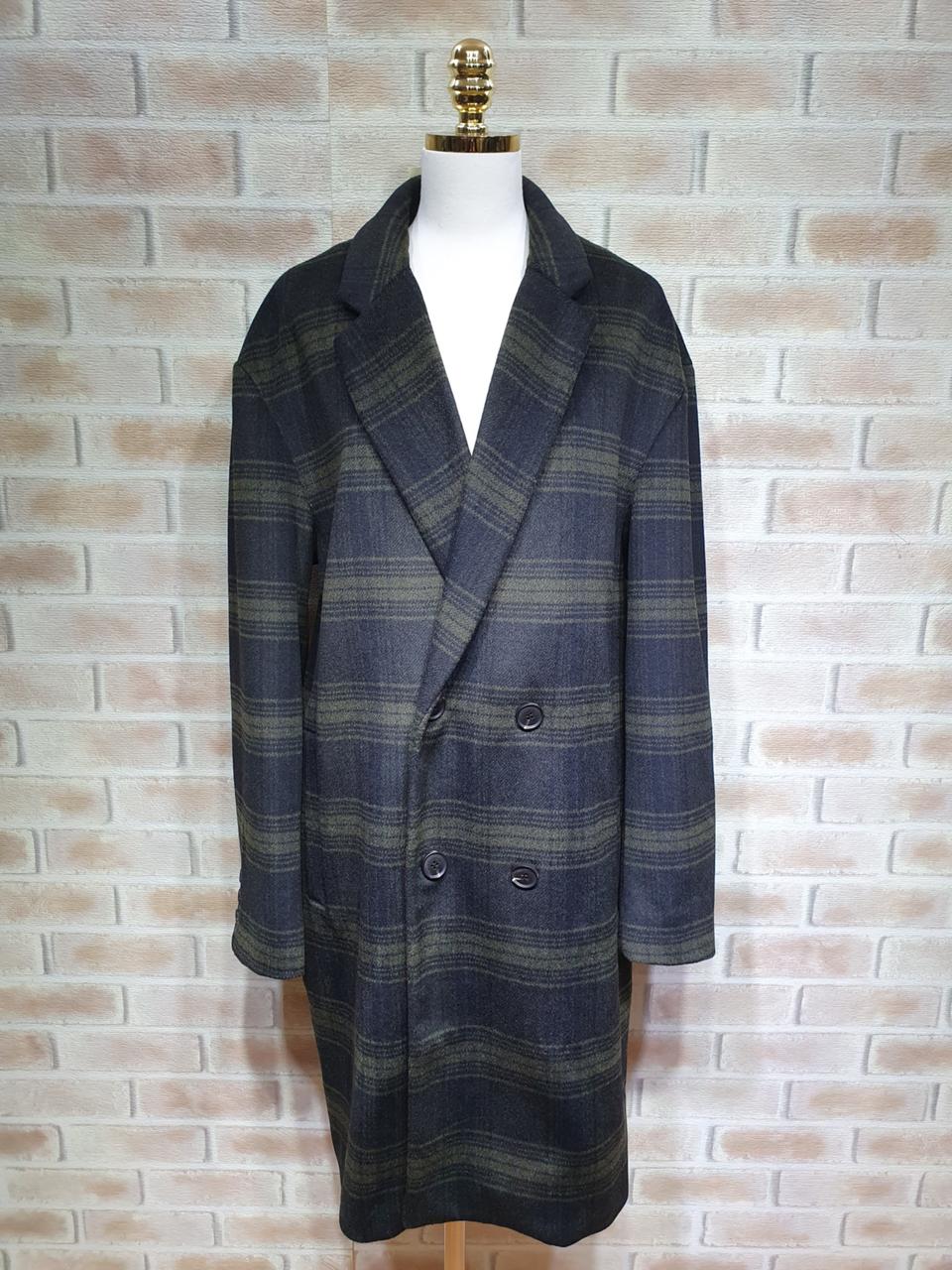 택부착 199,000원 FRJ 정품 누빔안감 울체크남성 모직 롱코트100