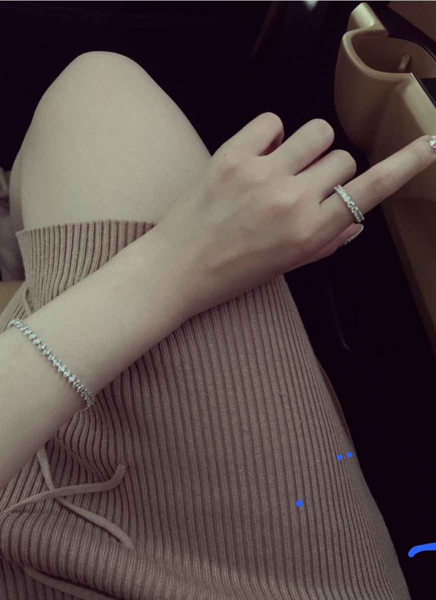 로즈골드 심플 테니스팔찌와 반지2개 셋트