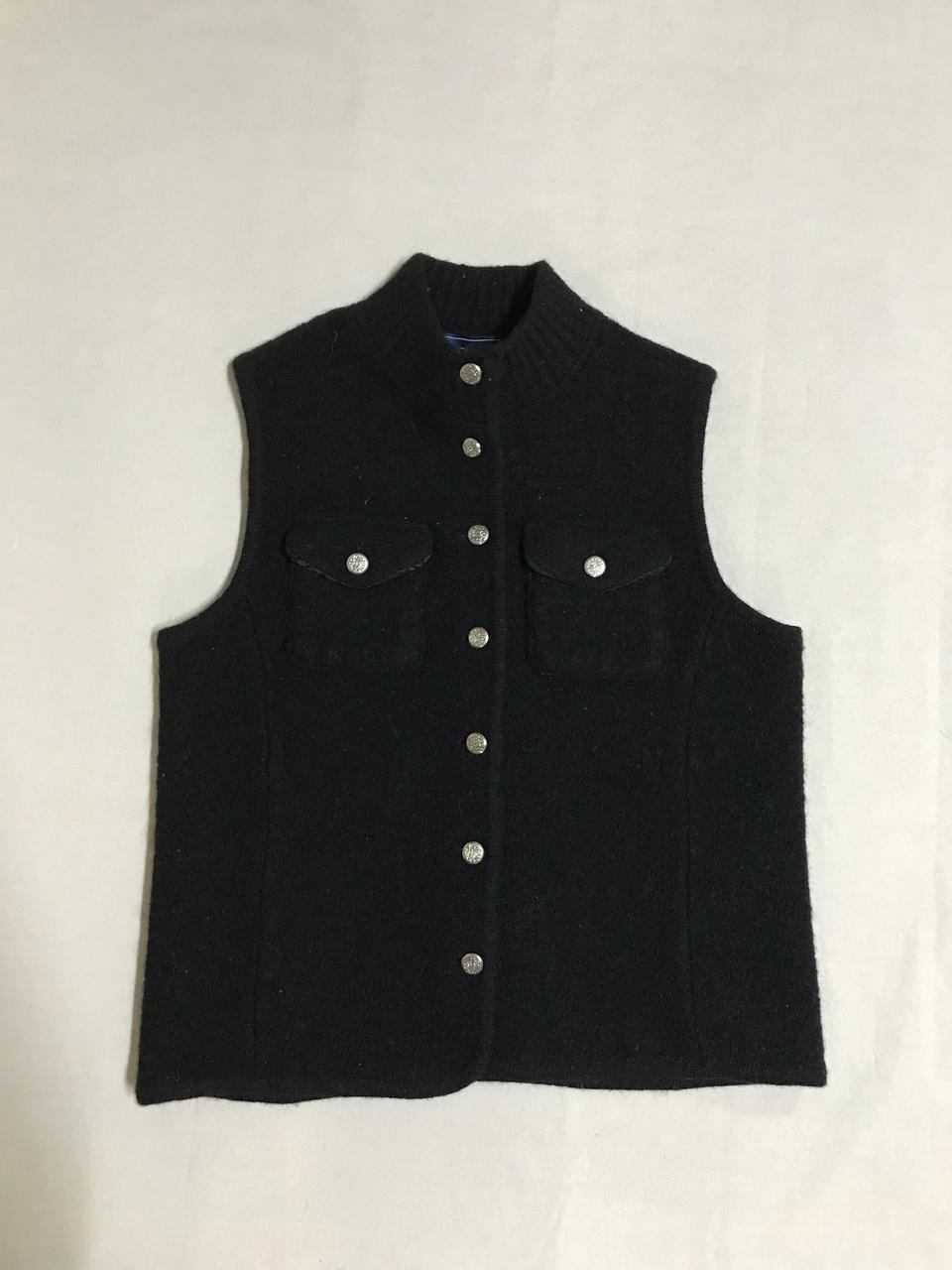 빈티지 블랙 퓨어울 니트 베스트 조끼