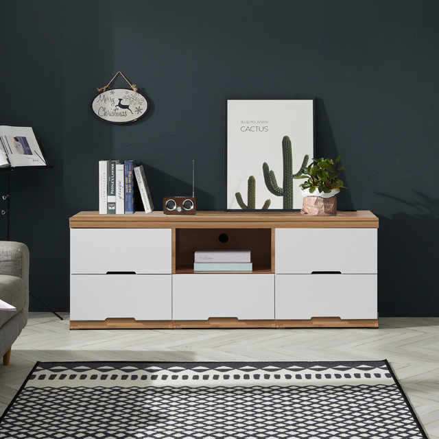 오크 화이트 5자2단 드레스 TV 거실장
