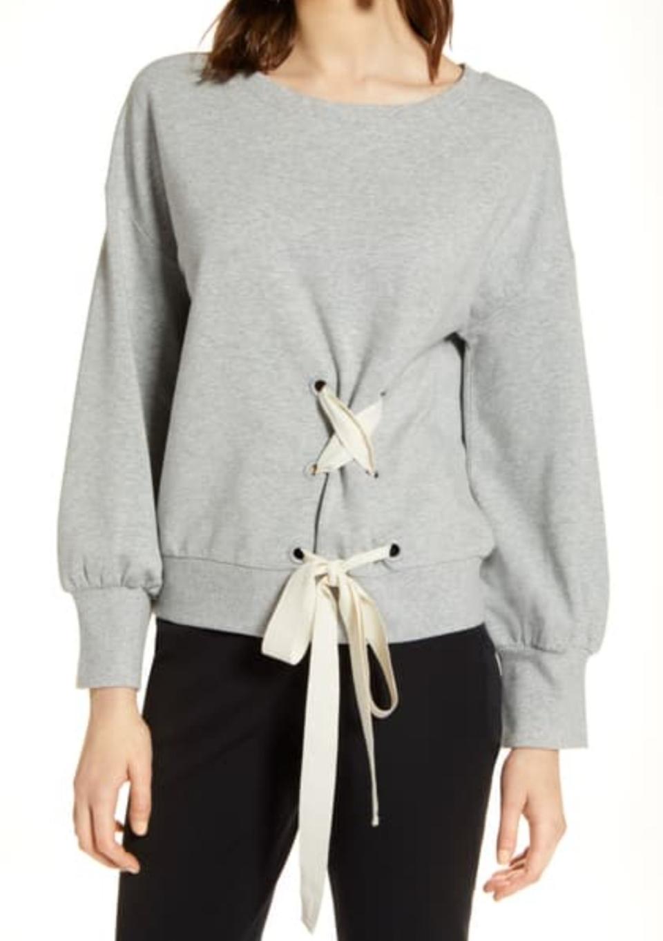 (새상품)(블루문)halogen 레이스업 스웻셔츠864