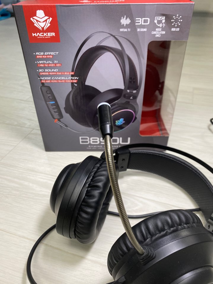 앱코 B890U 가상 7.1 RGB 노이즈 캔슬링 마이크 3D 헤드셋