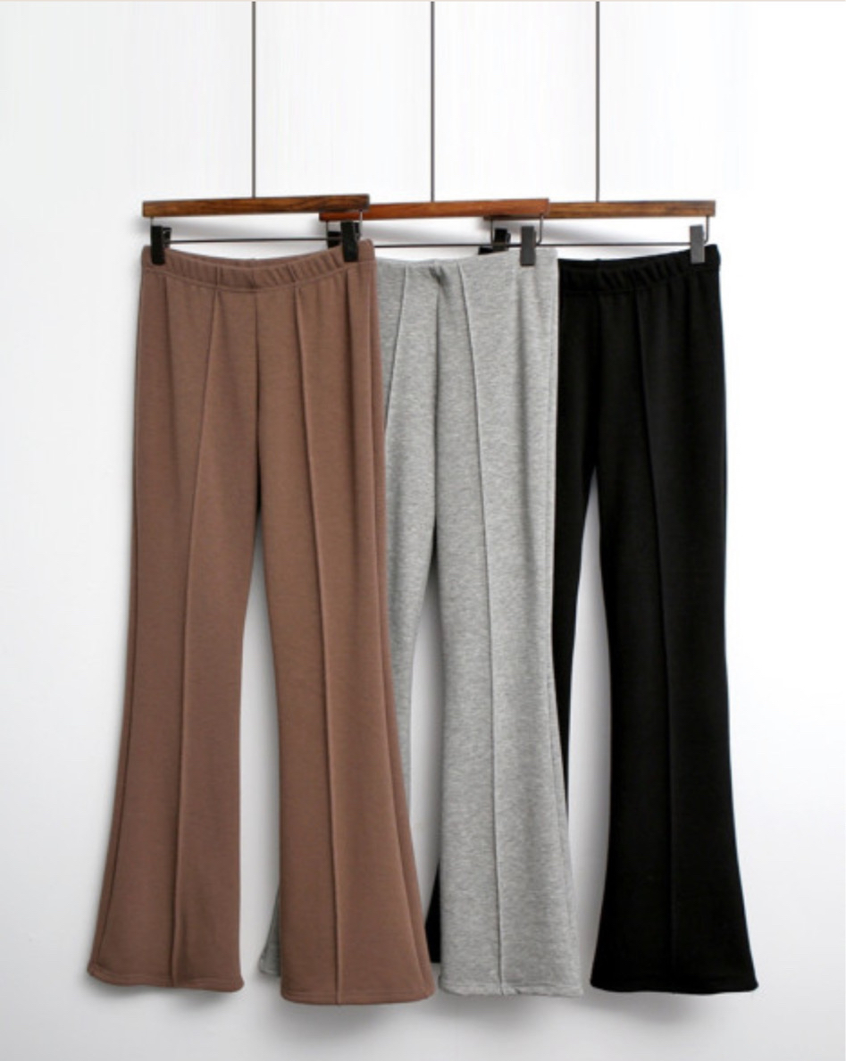 브라운 기모 융 털 부츠컷 밴딩 팬츠 free size