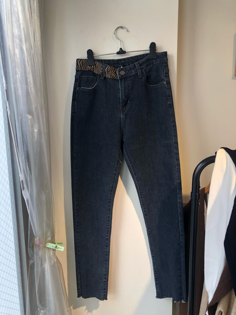 새상품 세일 지브라 벨트 청바지 진청 바지 팬츠 호피 스판 스키니