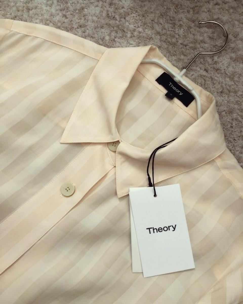 띠어리 드레이프 체크 블라우스