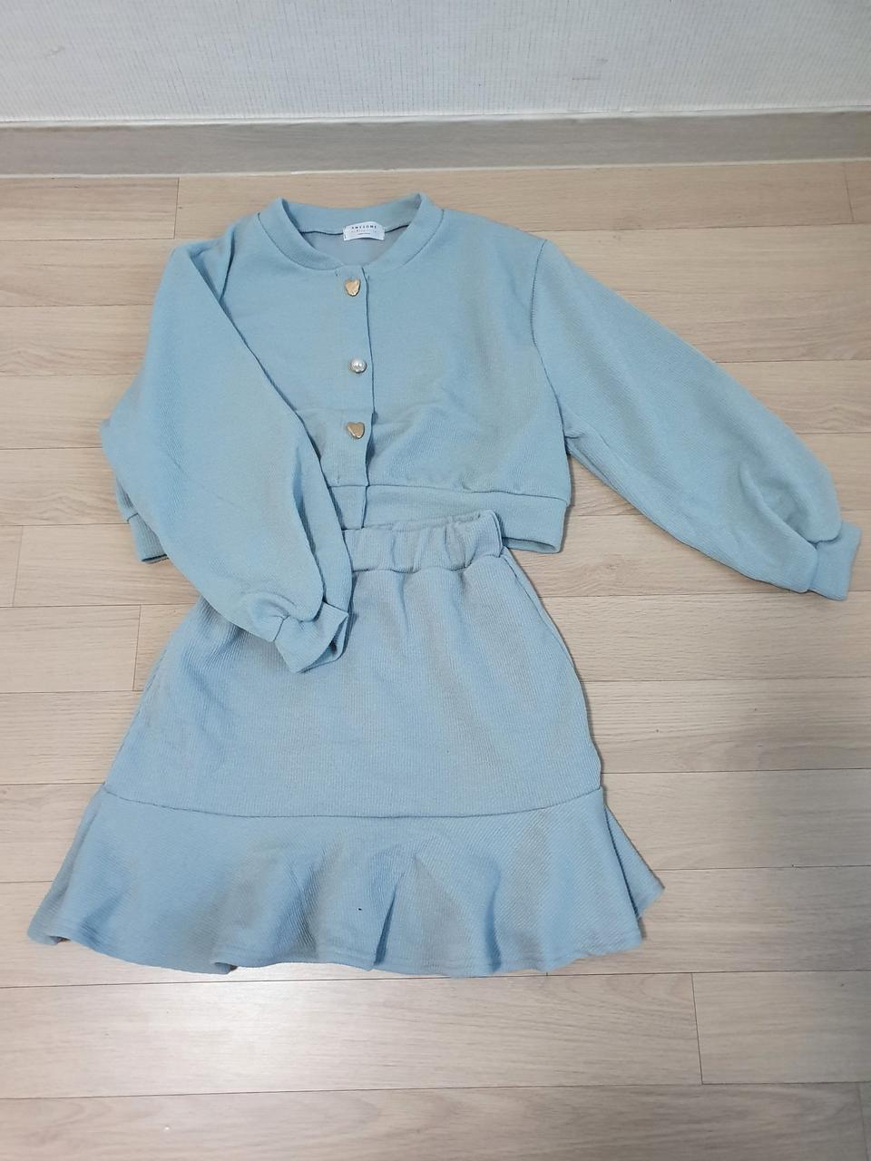 ●이사특가세일● 민트색 가디건&스커트 투피스 세트