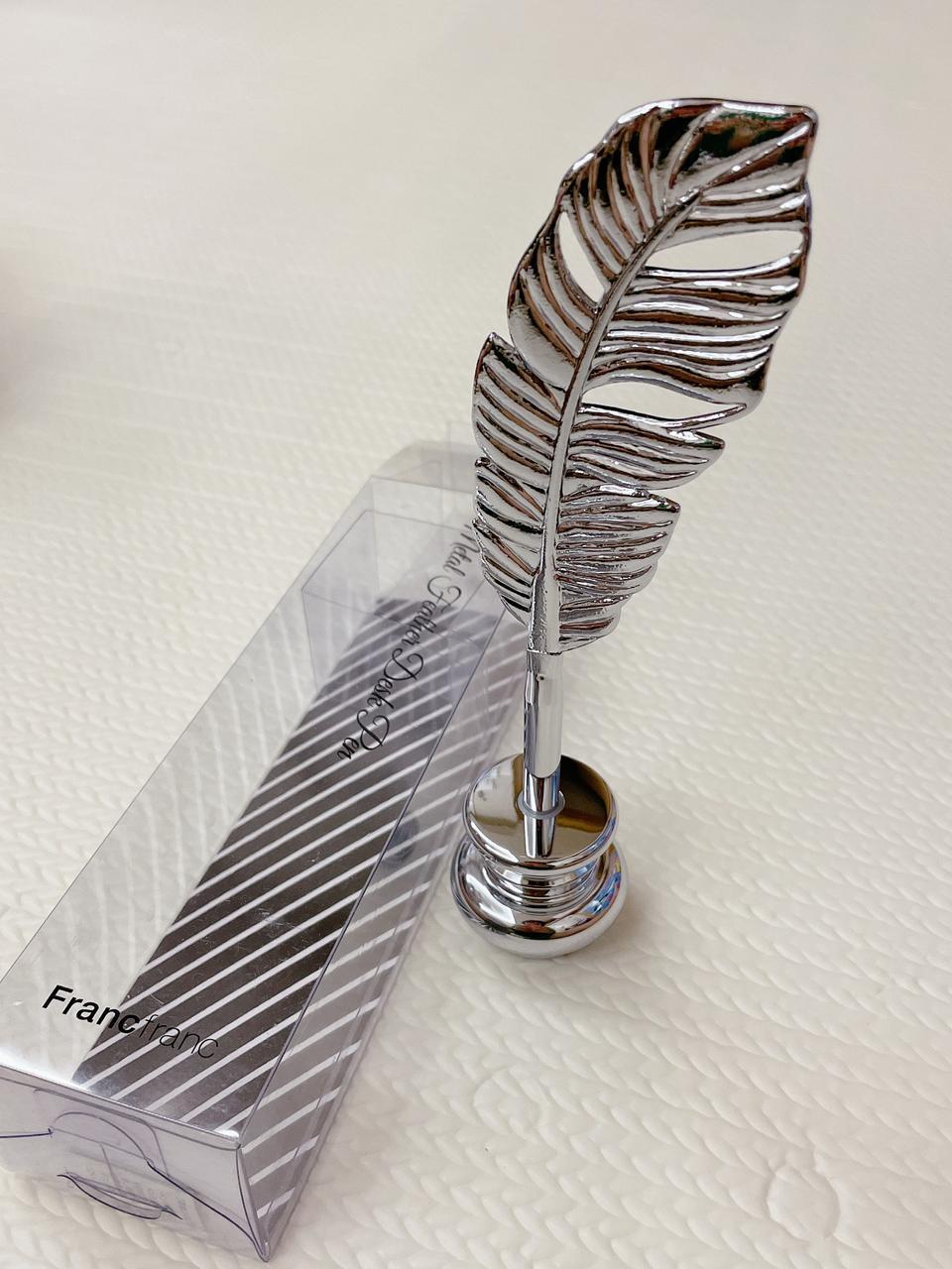 [새상품] 프랑프랑 메탈 깃털 데스크펜 실버 니프 펜꽂이