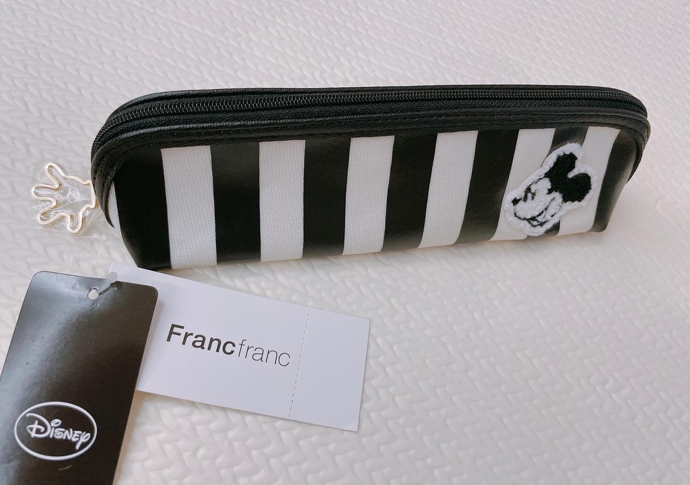 [새상품] 프랑프랑 미키 스트라이프 방수 파우치 필통 펜케이스