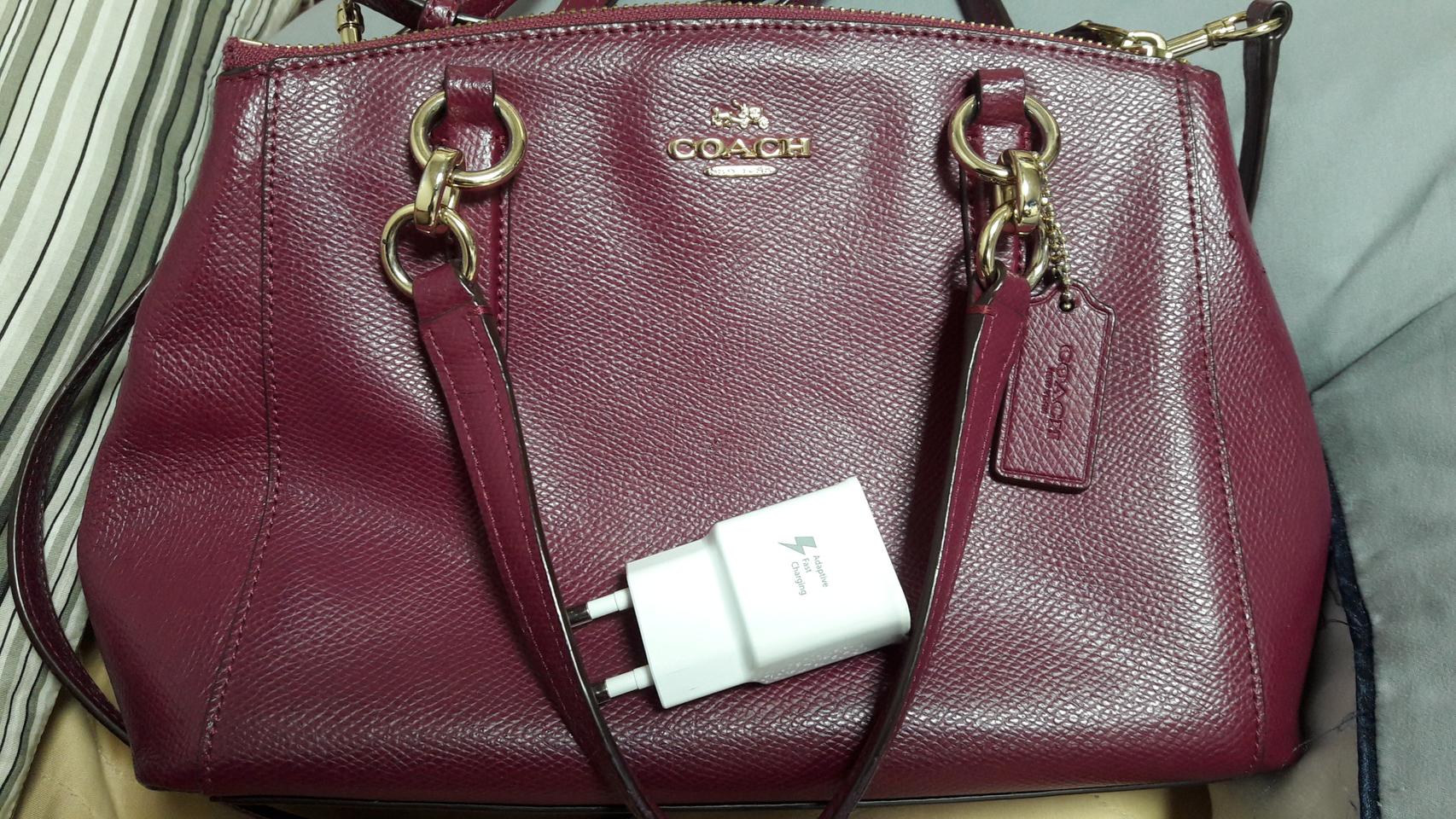 코치 소가죽 토트 크로스 백