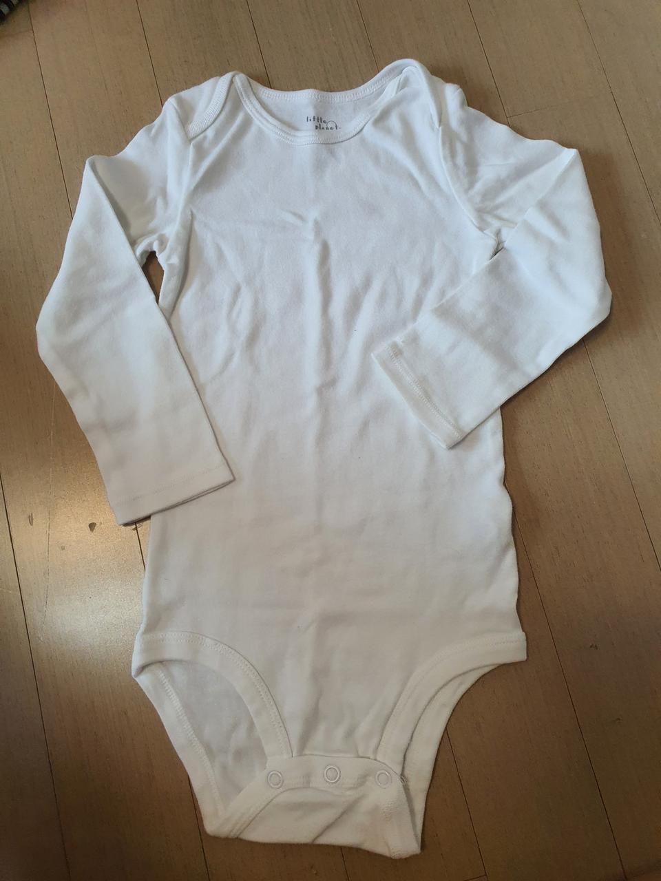 무지 흰색 오가닉 바디수트 24M