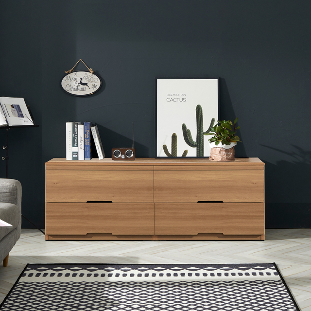 오크 1500 2단 와이드 서랍장