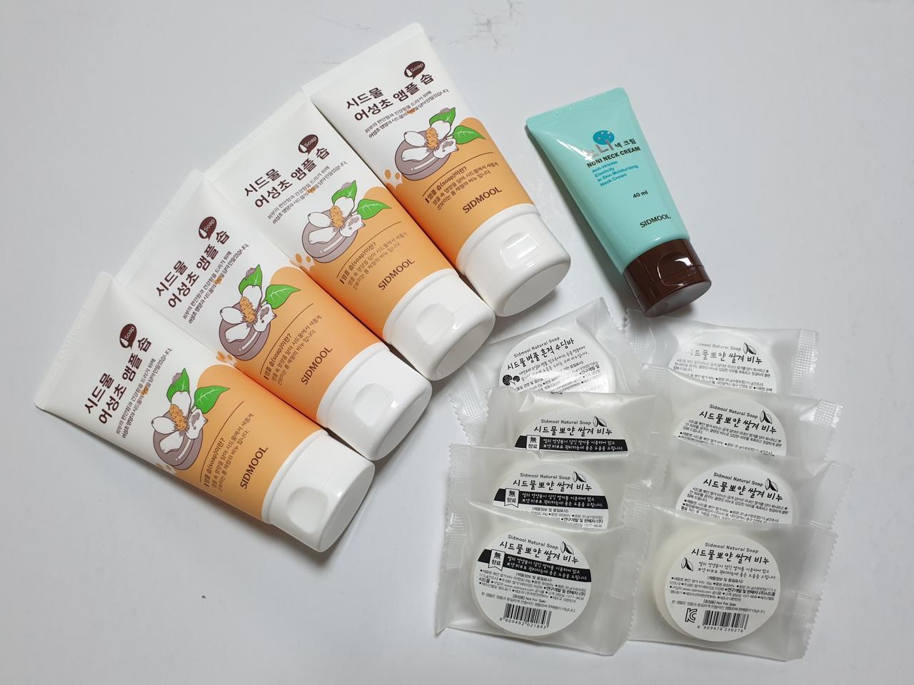 (미개봉,택포)시드물 어성초 앰플솝 4개 / 노니넥크림 / 쌀겨비누