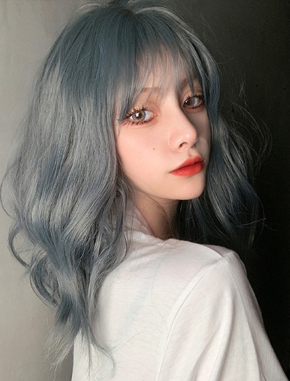 (당일배송)애쉬블루 단발가발 중단발 패션가발 통가발