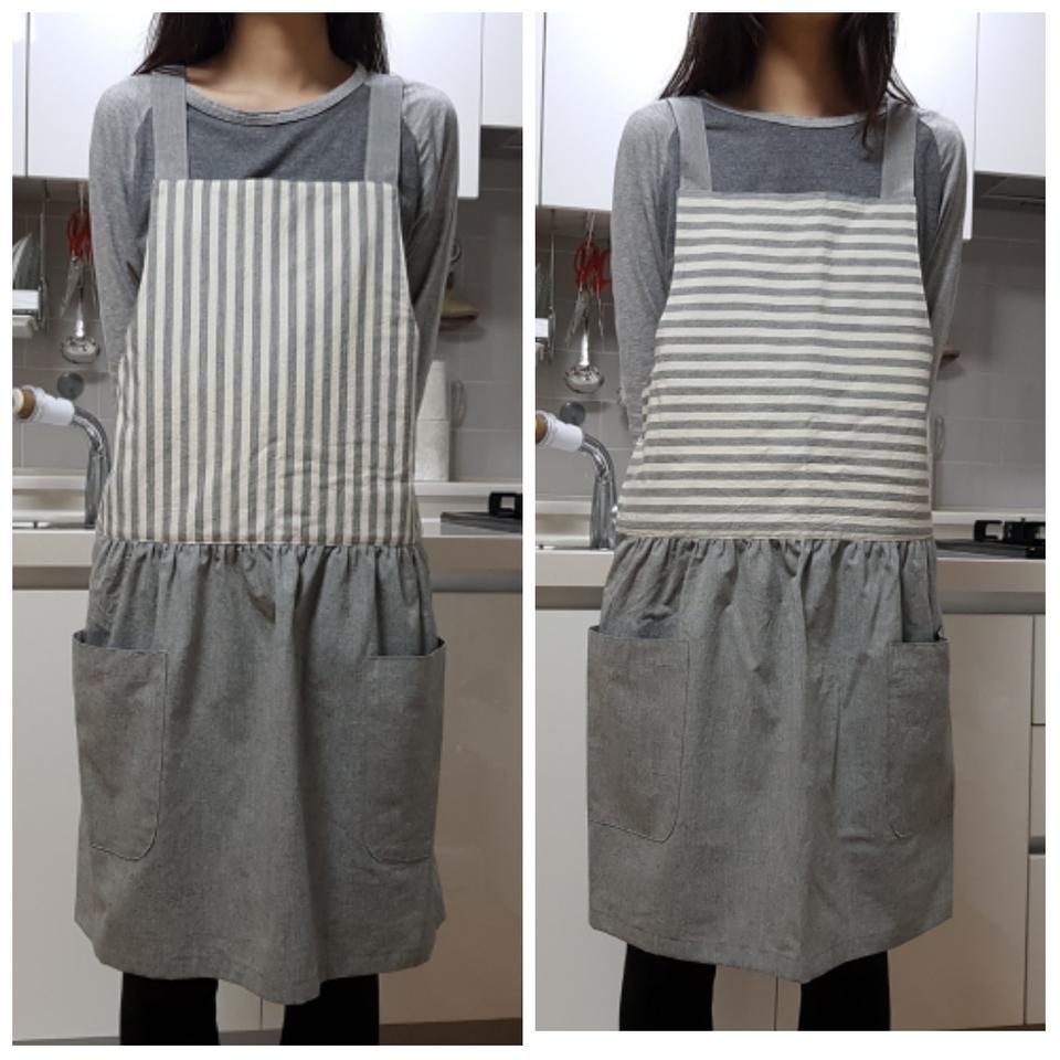 선염워싱스트라이프 앞치마