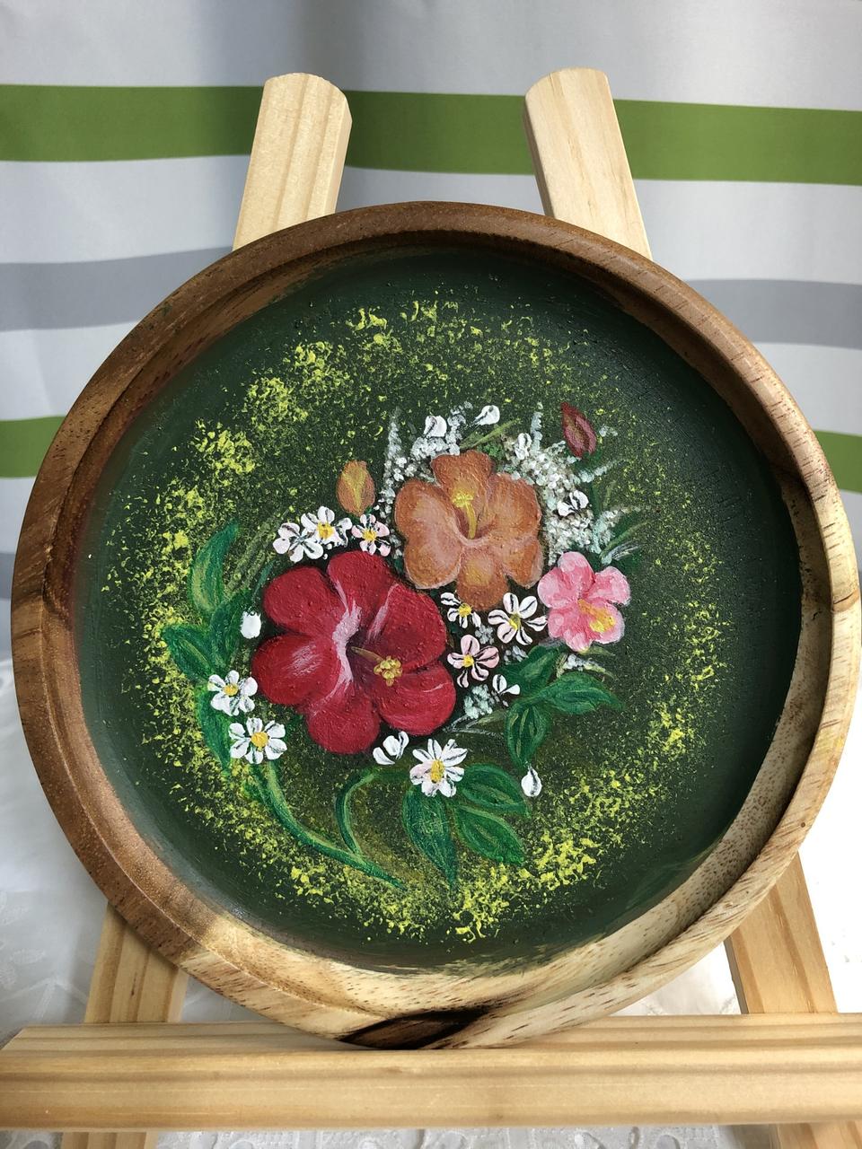 인테리어 고급 원목액자 그림액자 아크릴 수공예 히비스커스 꽃그림