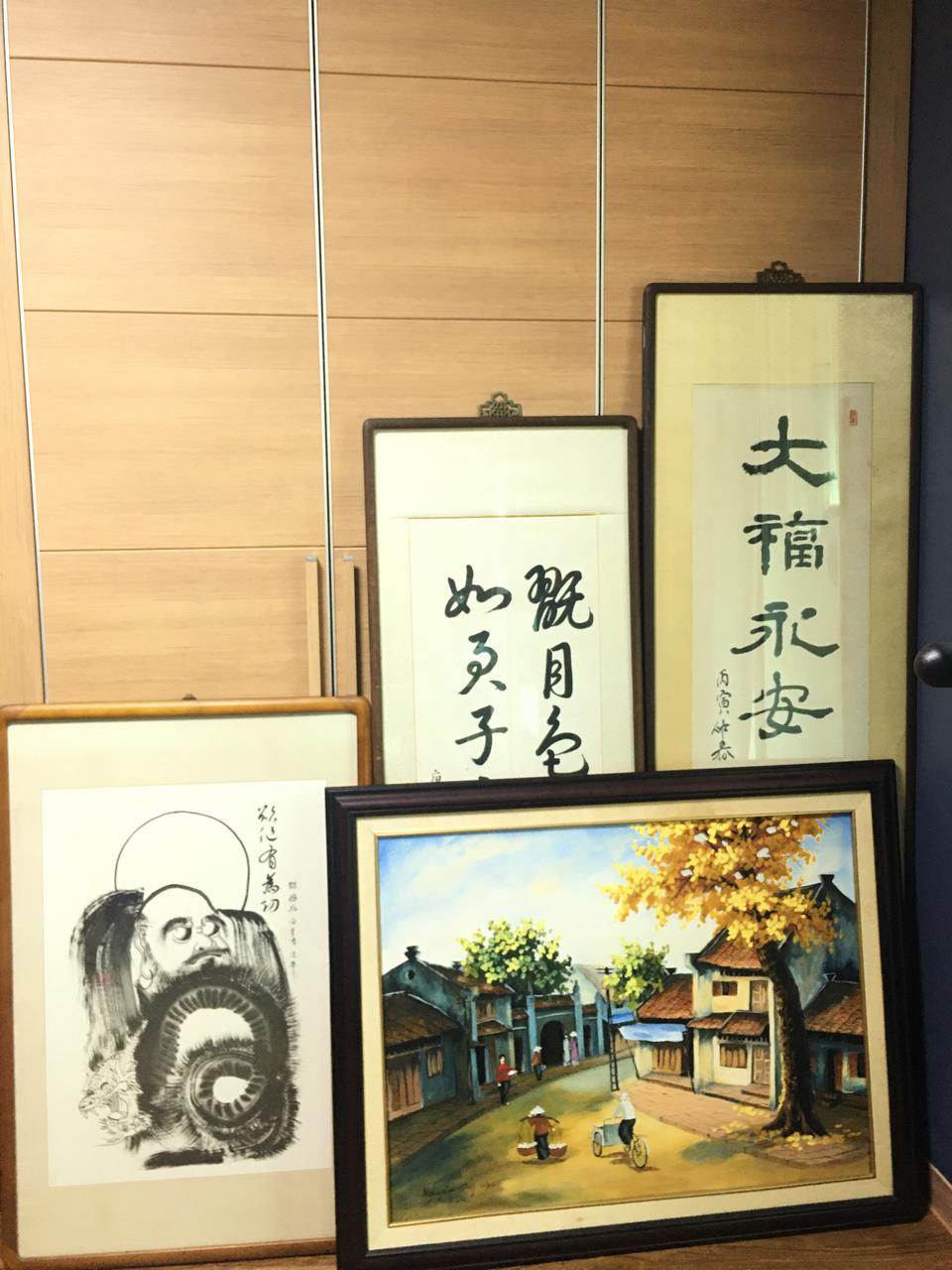 유화, 달마도, 동양화, 서체 5점 액자 싸게 판매합니다.