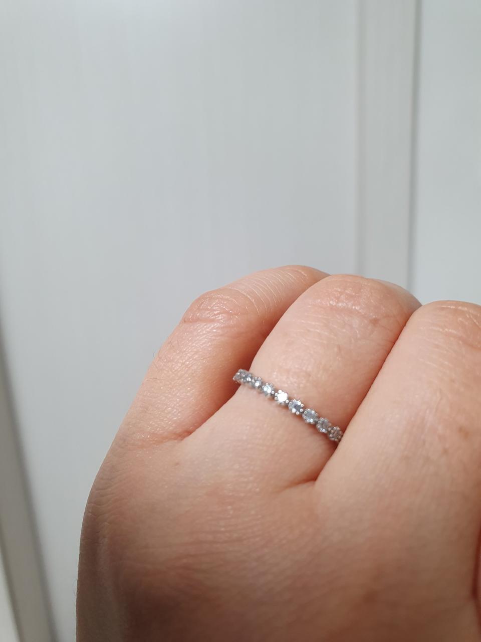 14k 화이트 골드 큐빅 반지