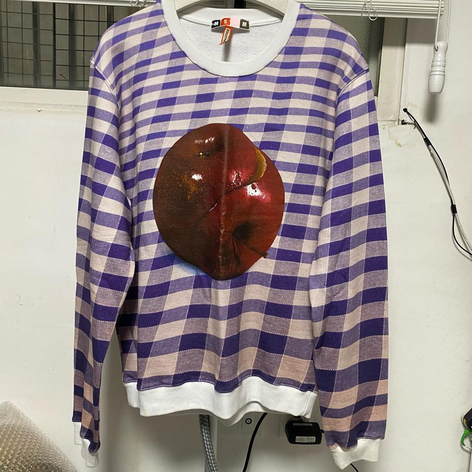 msgm 토일렛페이퍼 사과 체크맨투맨