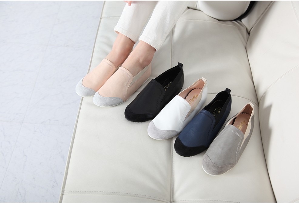 스웨이드 카키그레이 배색로퍼 단화