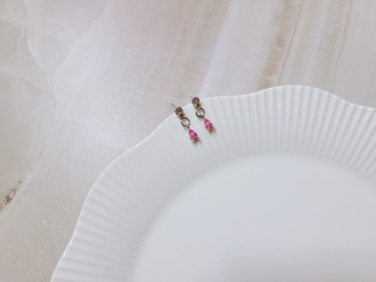 무니켈 핑크물방울 귀걸이